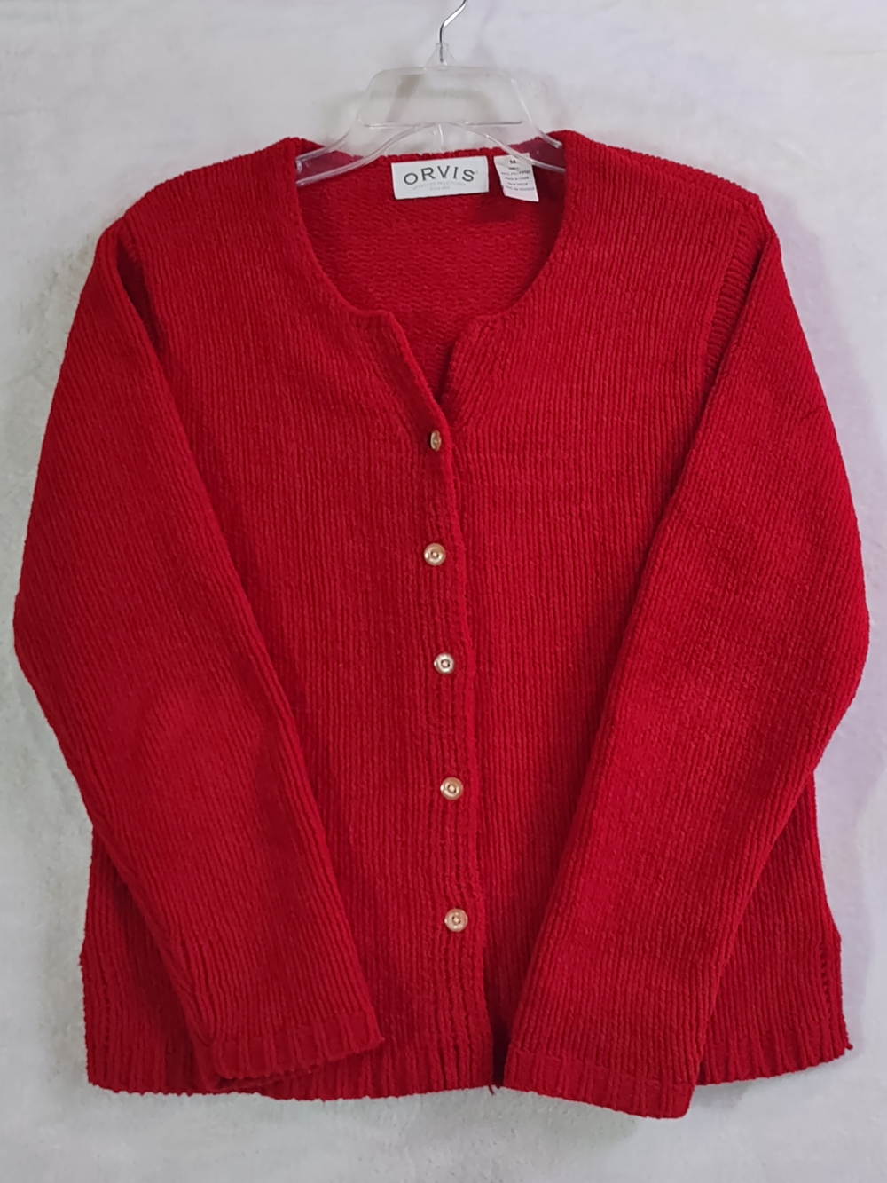 Orvis Women's Red Button-Front Soft Fleece Sweater